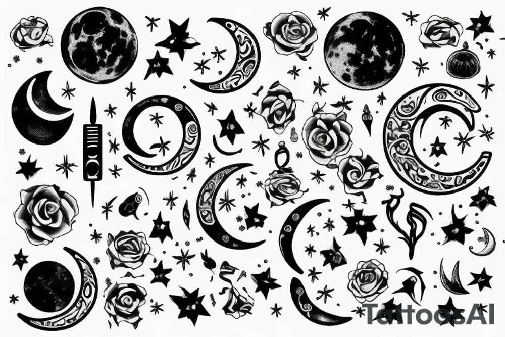 Moon, smoke tattoo idea