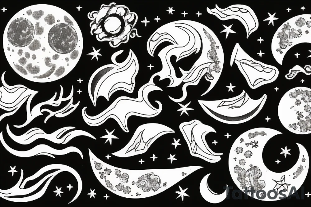 Moon, smoke tattoo idea