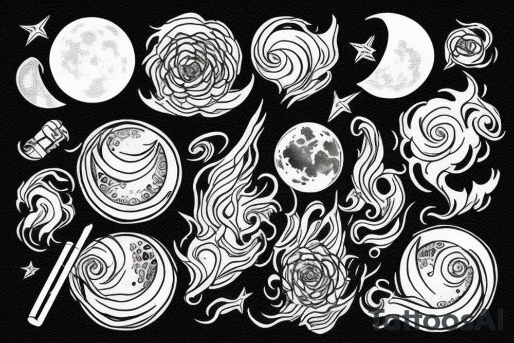 Moon, smoke tattoo idea