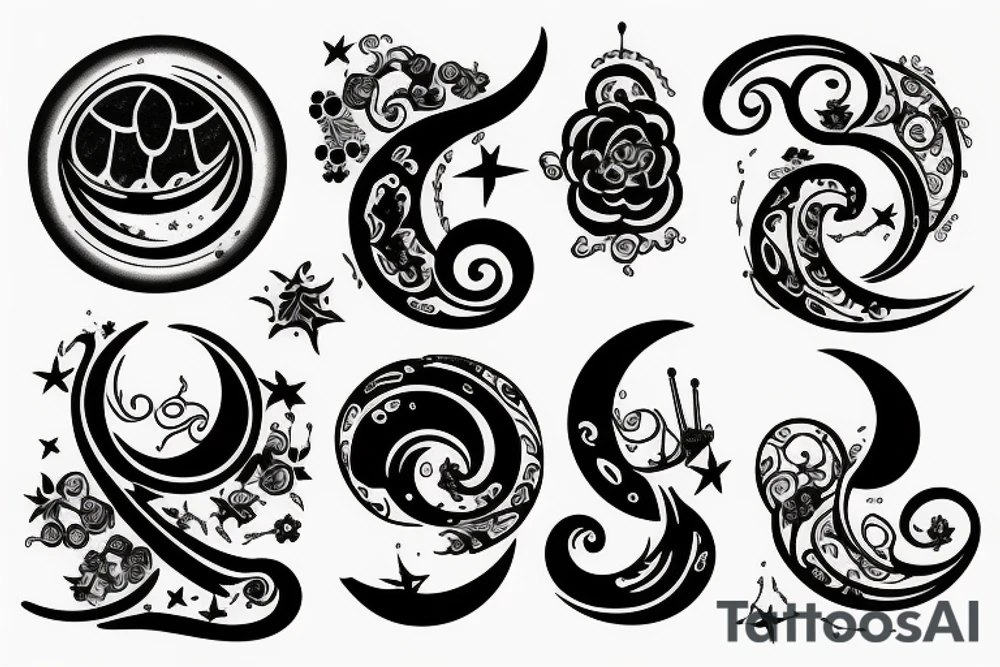Moon, smoke tattoo idea