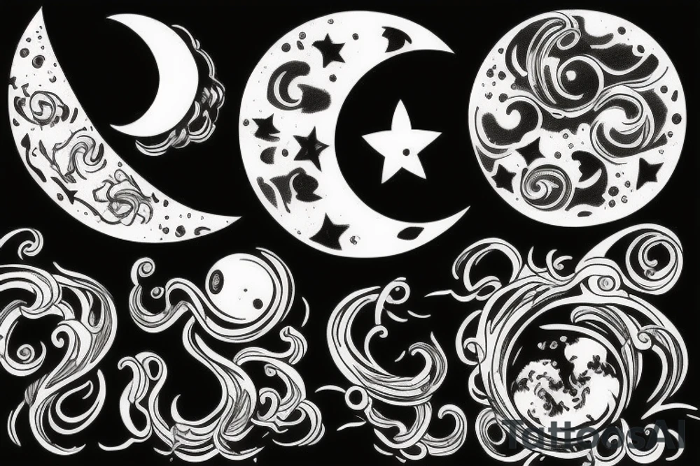 Moon, smoke tattoo idea