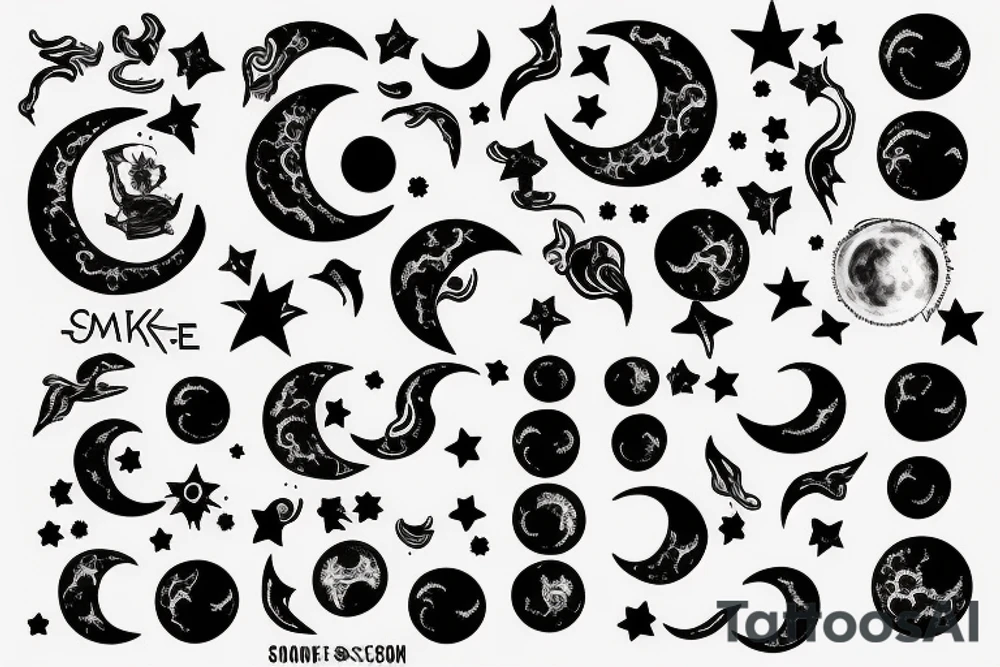 Moon, smoke tattoo idea