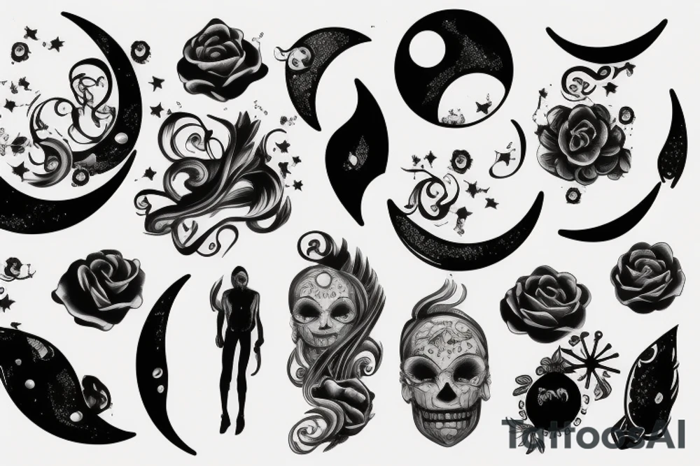 Moon, smoke tattoo idea