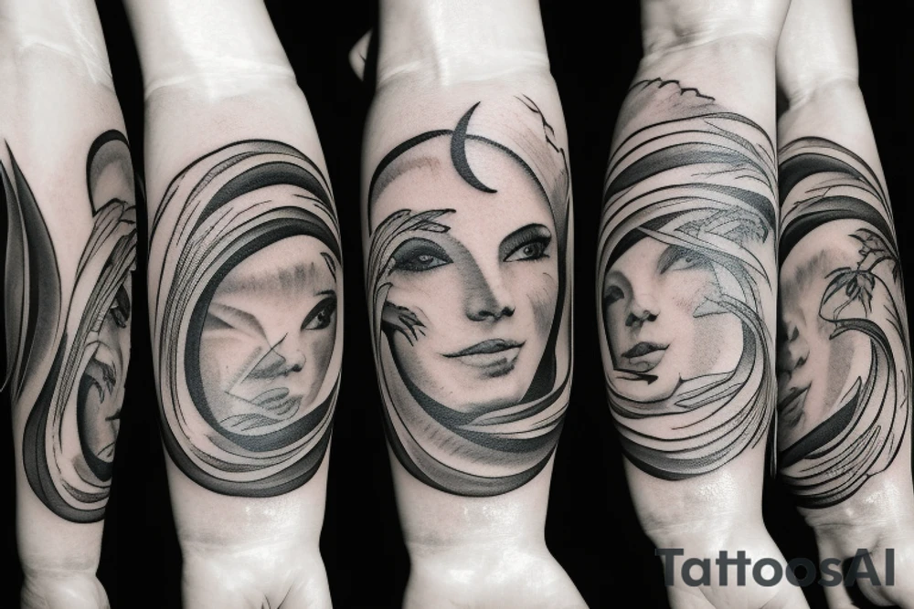 Moon, smoke tattoo idea