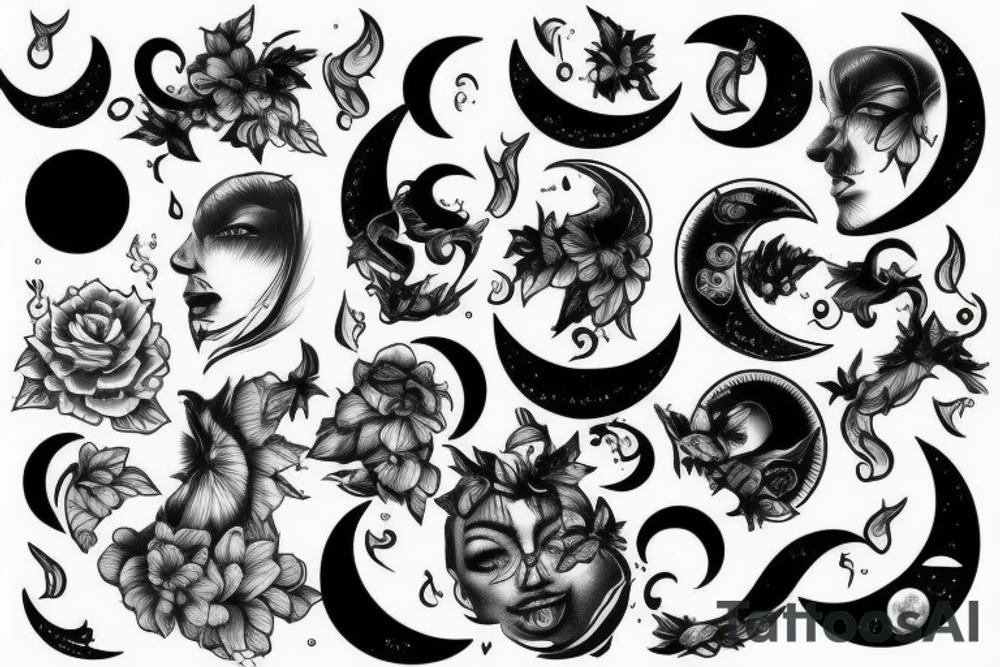 Moon, smoke tattoo idea