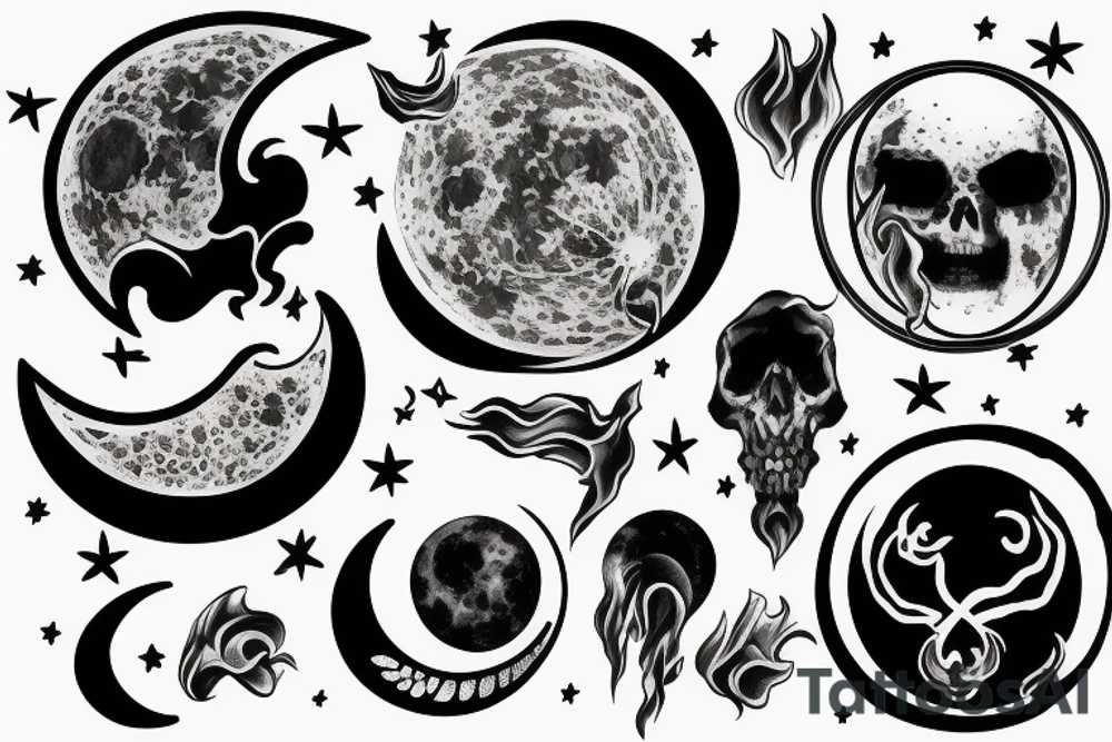 Moon, smoke tattoo idea