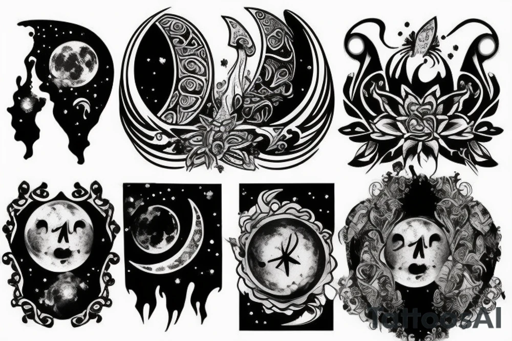 Moon, smoke tattoo idea