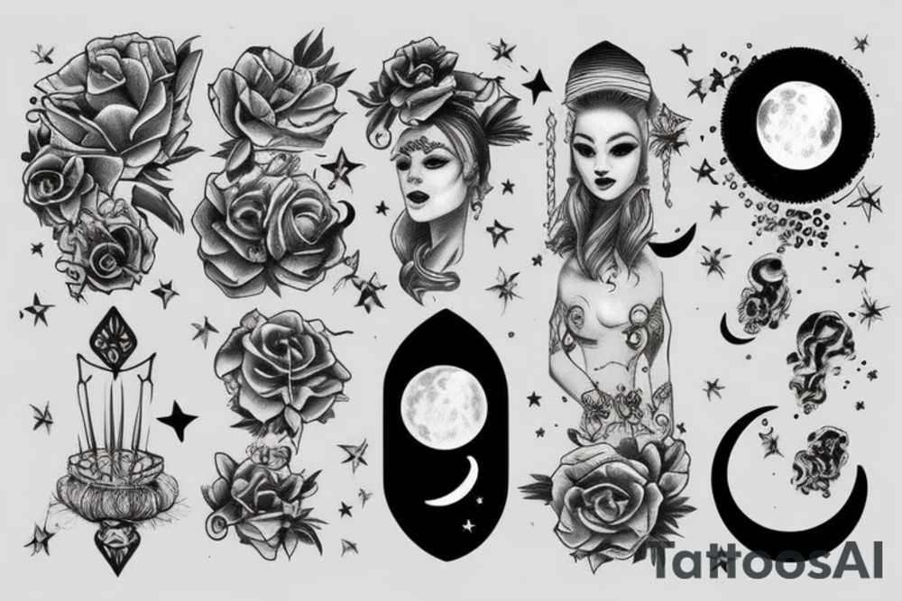 Moon, smoke tattoo idea