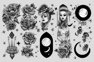 Moon, smoke tattoo idea