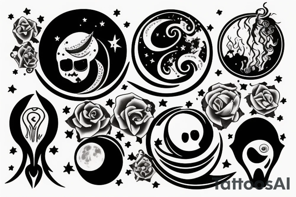 Moon, smoke tattoo idea