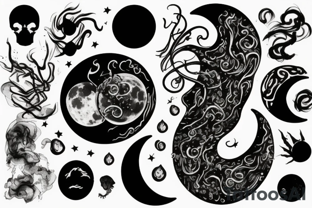 Moon, smoke tattoo idea