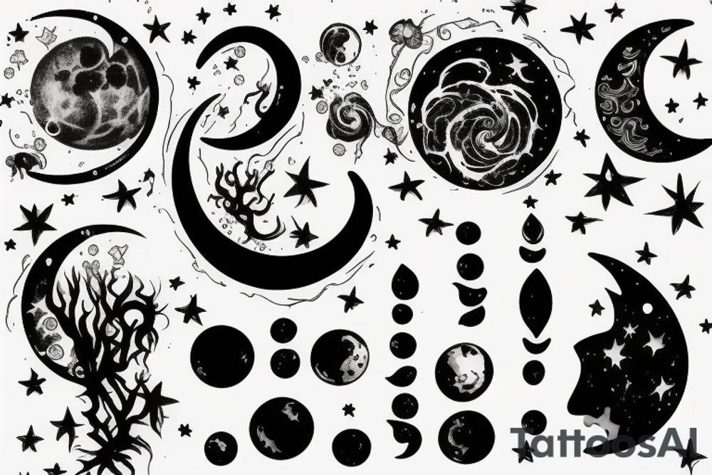 Moon, smoke tattoo idea