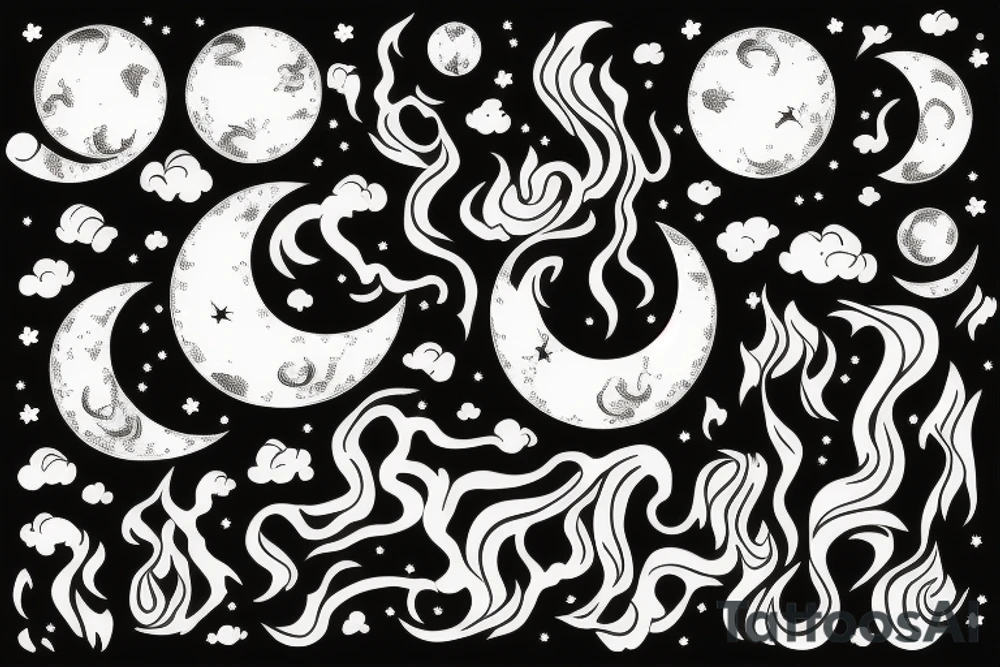 Moon, smoke tattoo idea