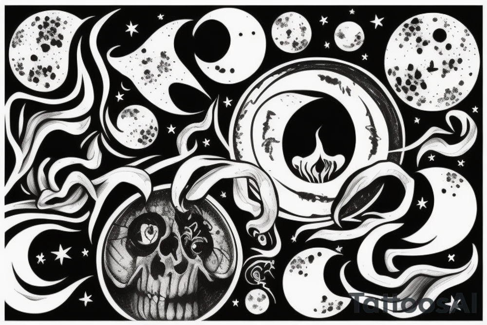 Moon, smoke tattoo idea