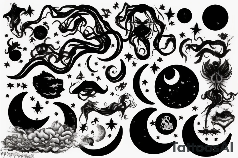 Moon, smoke tattoo idea