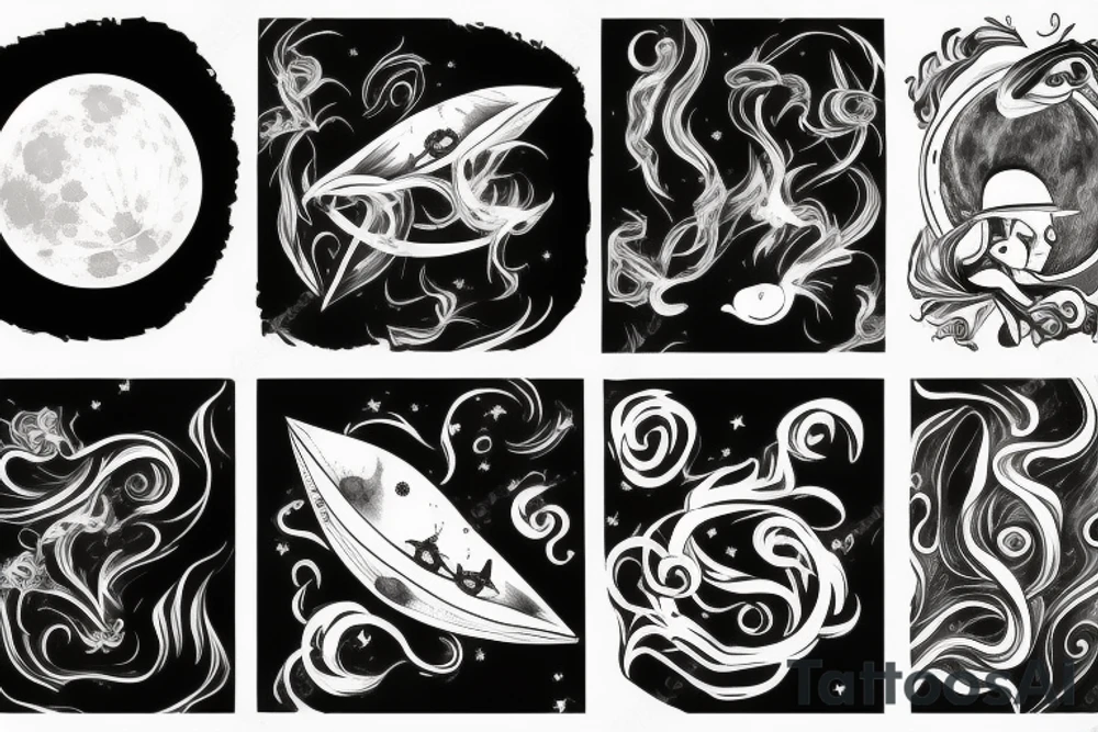 Moon, smoke tattoo idea