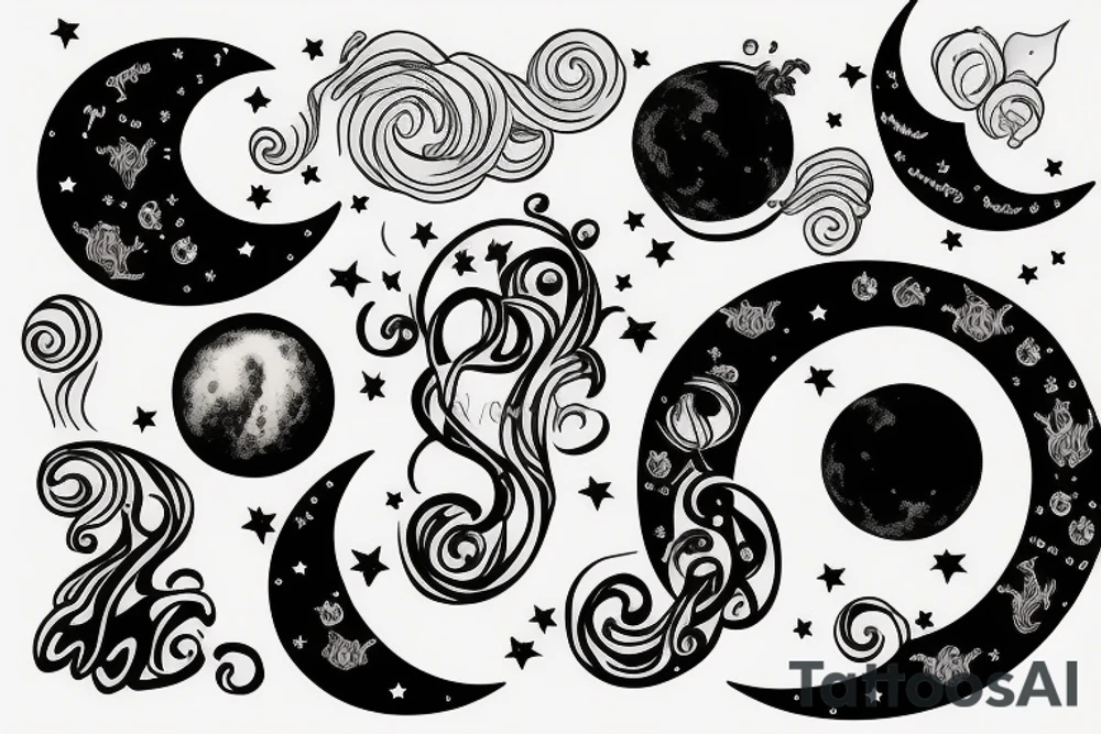 Moon, smoke tattoo idea