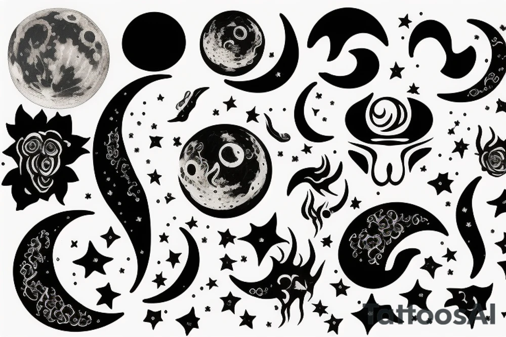 Moon, smoke tattoo idea