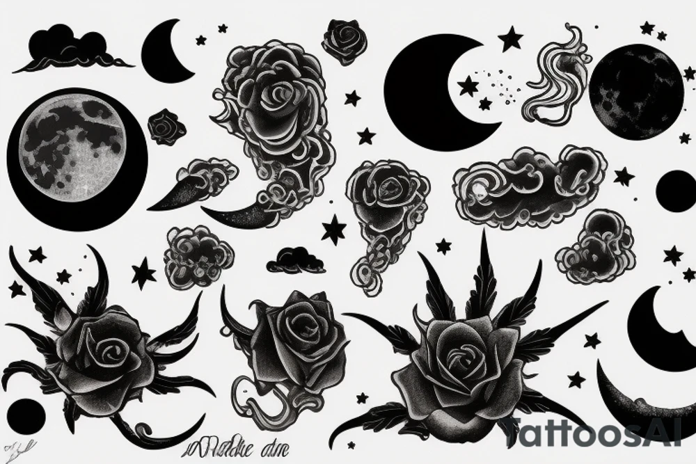 Moon, smoke tattoo idea