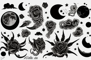 Moon, smoke tattoo idea