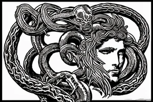 Perseus holding medusa’s head, maze around medusa’s head tattoo idea