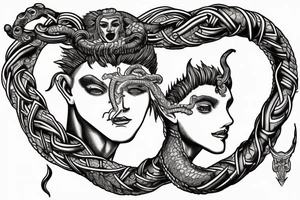 Perseus holding medusa’s head, maze around medusa’s head tattoo idea
