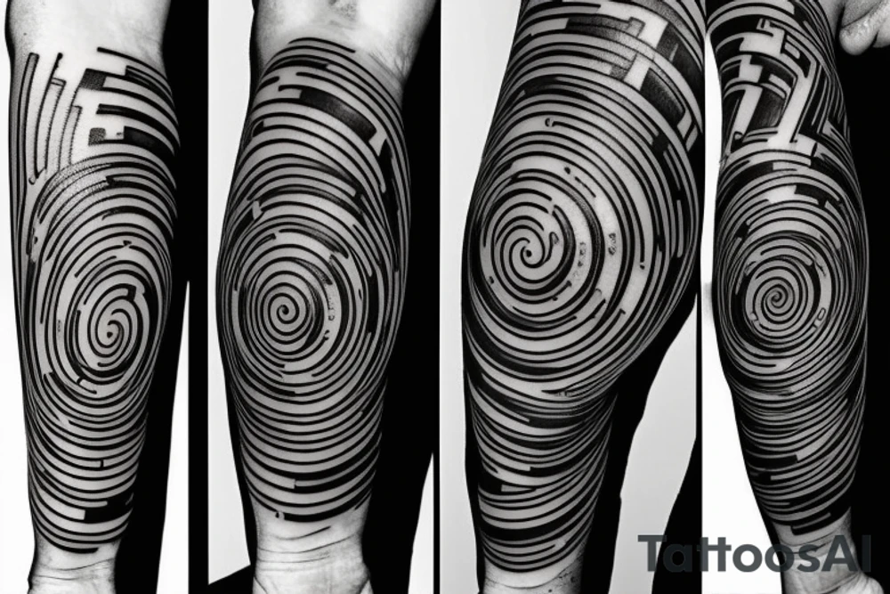 distorted circular maze tattoo idea