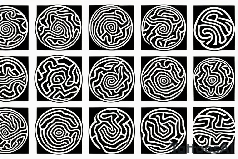 distorted circular maze tattoo idea