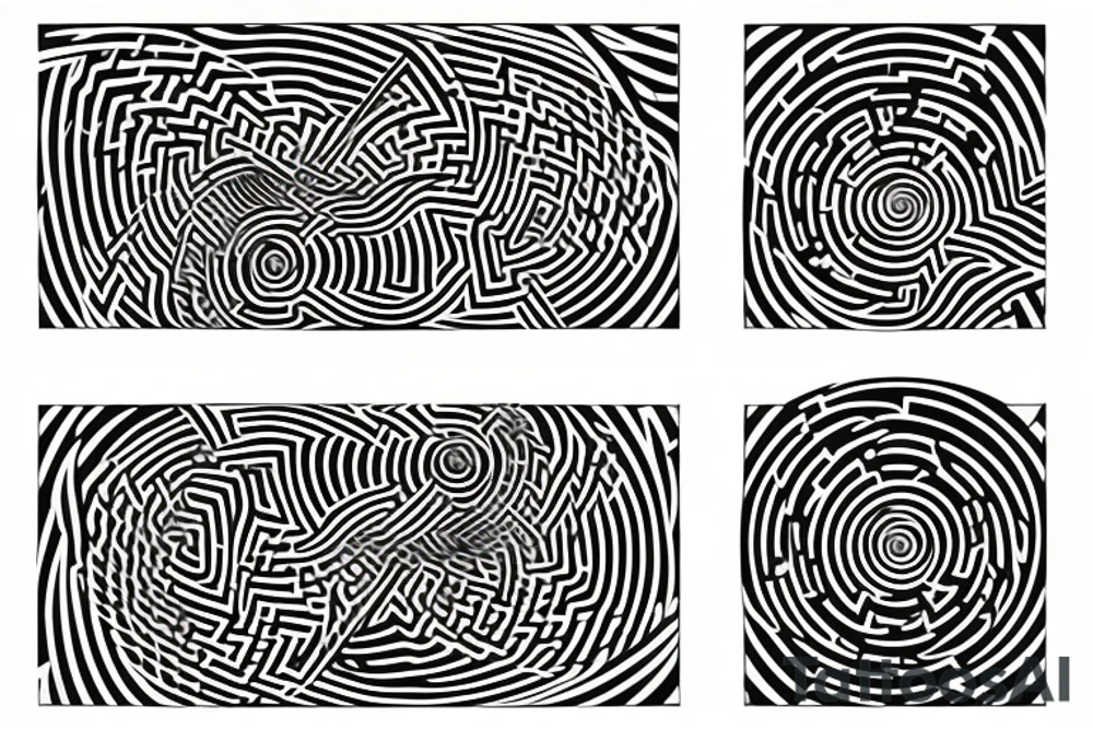 distorted circular maze tattoo idea