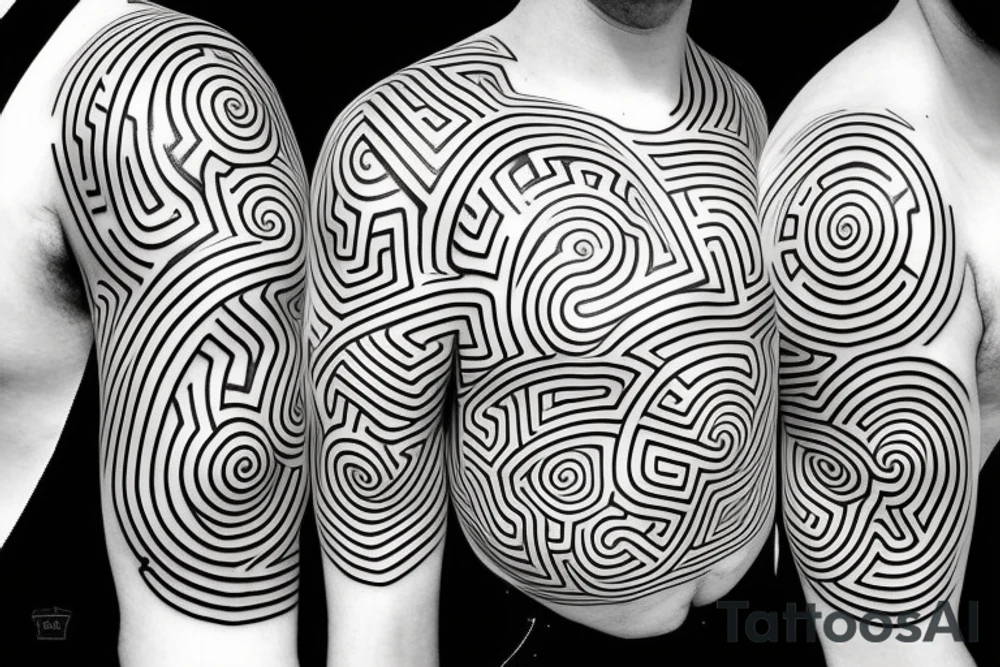 distorted circular maze tattoo idea