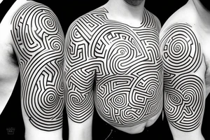 distorted circular maze tattoo idea