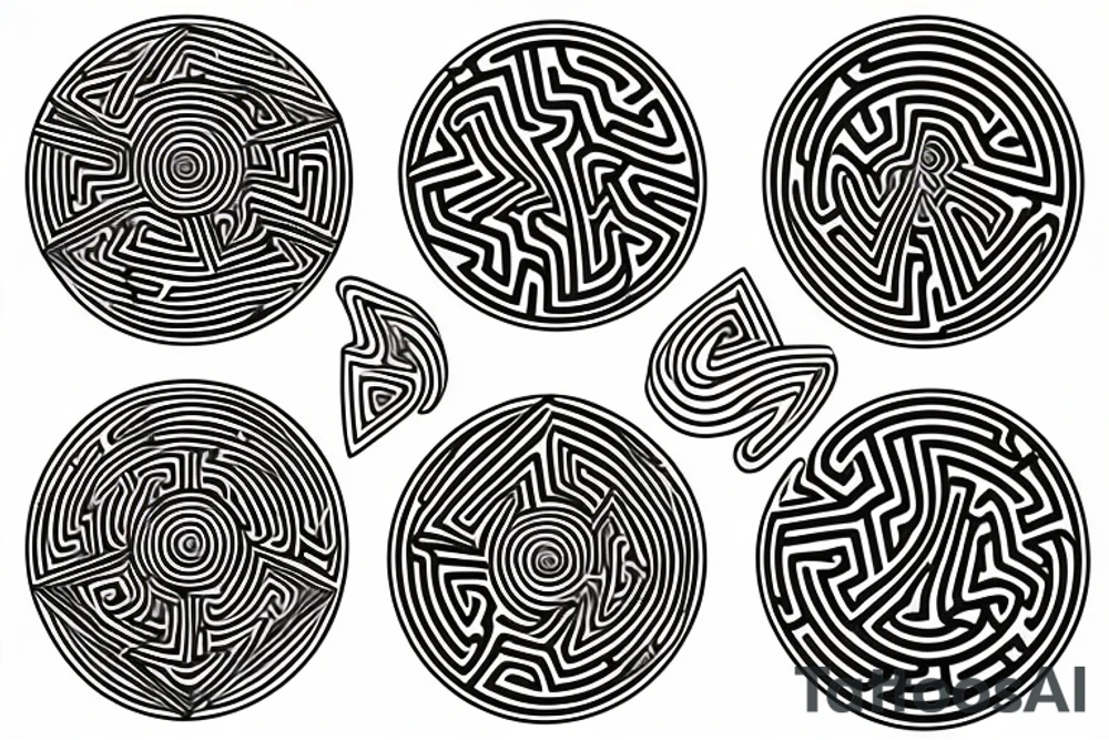 distorted circular maze tattoo idea