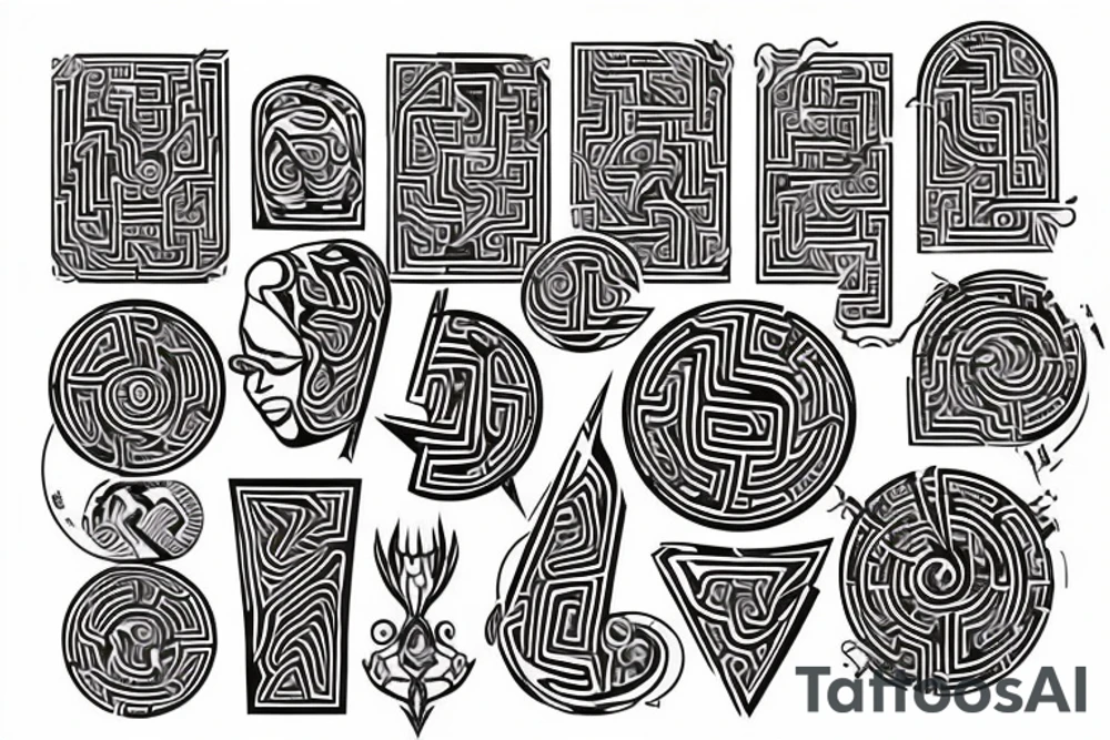 distorted circular maze tattoo idea