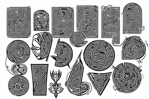 distorted circular maze tattoo idea