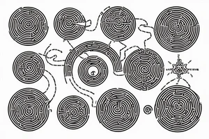 distorted circular maze with start and end tattoo idea