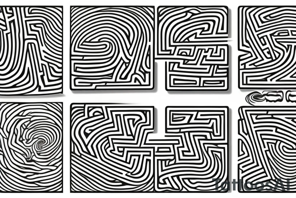 distorted circular maze with start and end tattoo idea