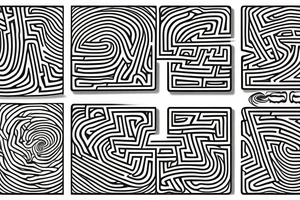 distorted circular maze with start and end tattoo idea