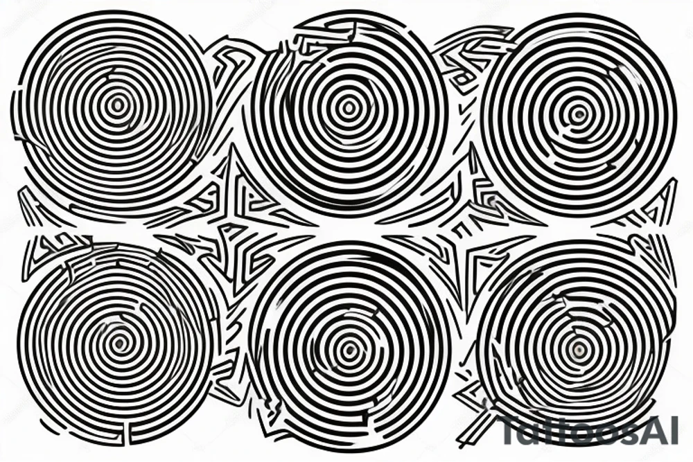 distorted circular maze with start and end tattoo idea
