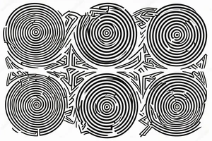 distorted circular maze with start and end tattoo idea