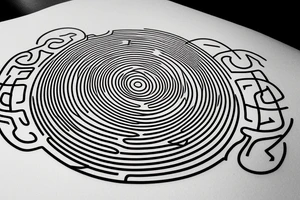 distorted circular maze with start and end tattoo idea
