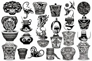 Porcelain pot decorations tattoo idea