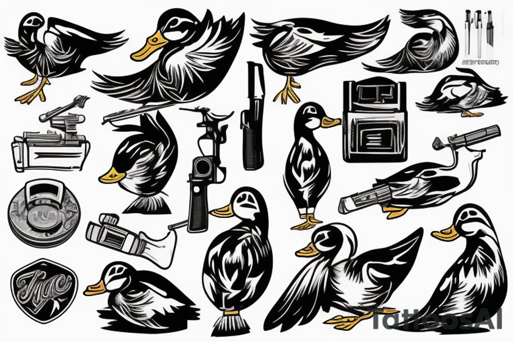 Duck with shotgun tattoo idea