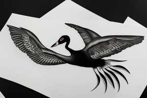 Black swan in flight from below tattoo idea