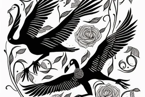 Black swan in flight from below tattoo idea