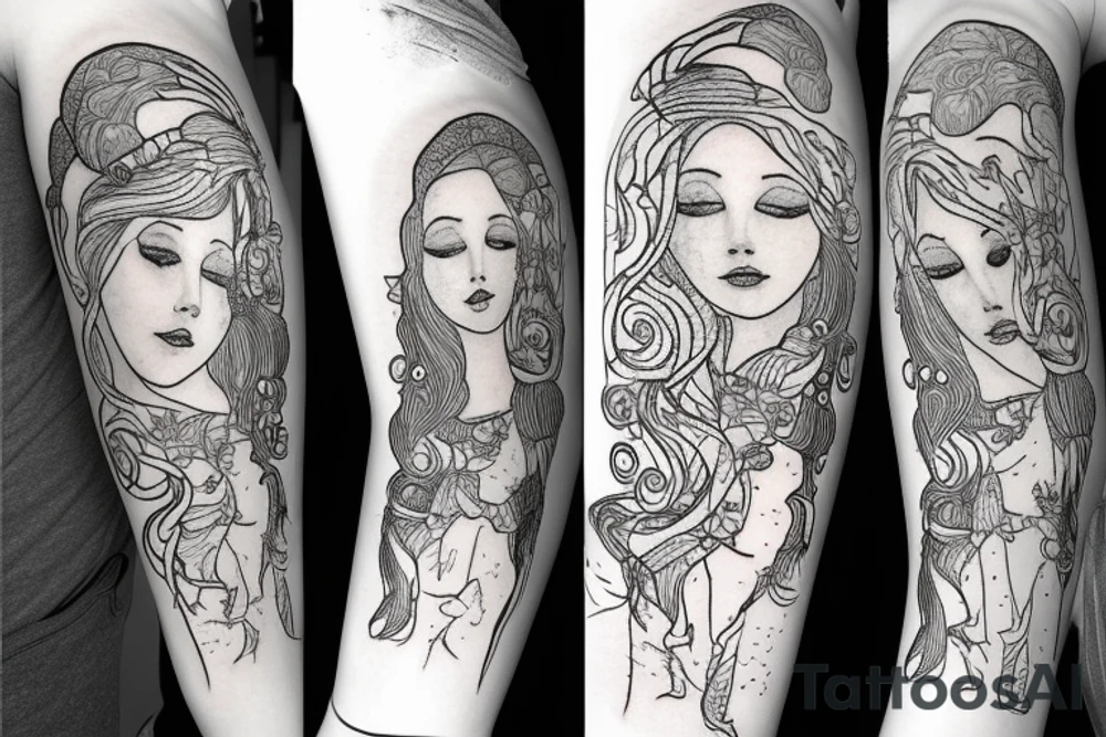 Colour mermaid tattoo idea