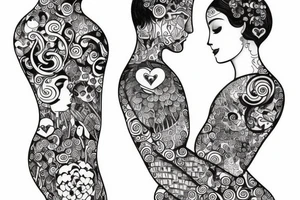 Man and woman in love tattoo idea