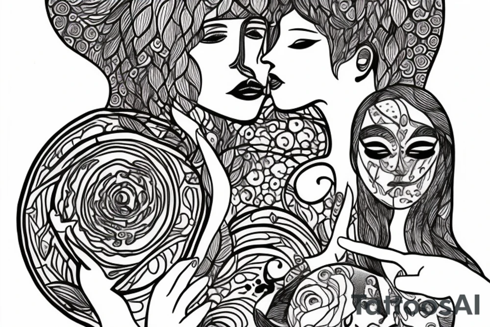 Man and woman in love tattoo idea