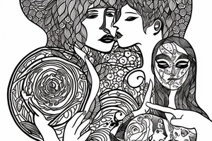 Man and woman in love tattoo idea