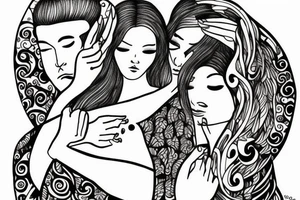 Man and woman in love tattoo idea