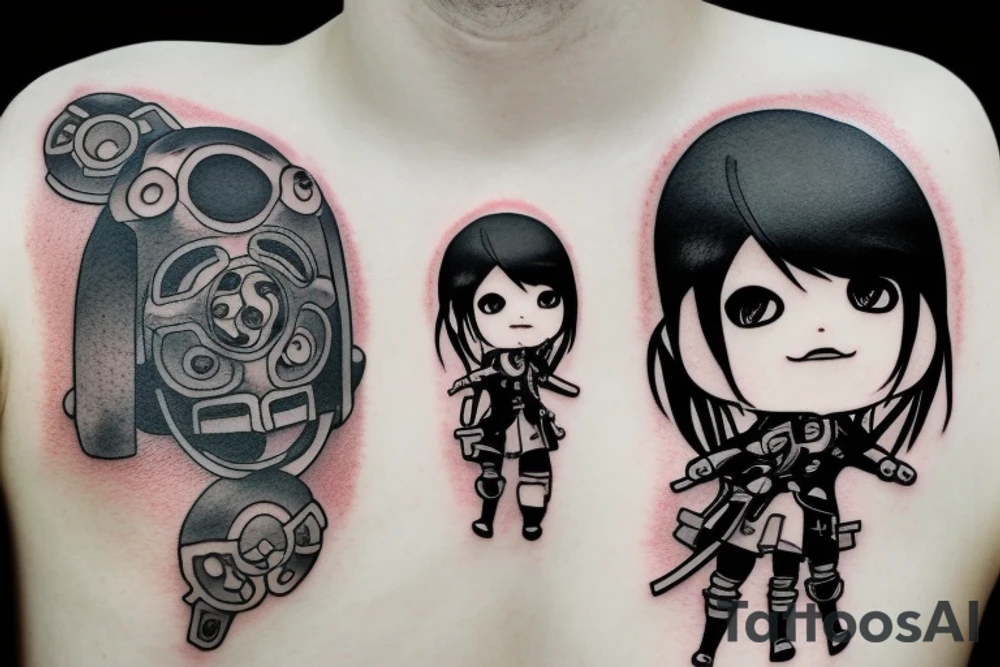 Emile round face from NieR Automata tattoo idea
